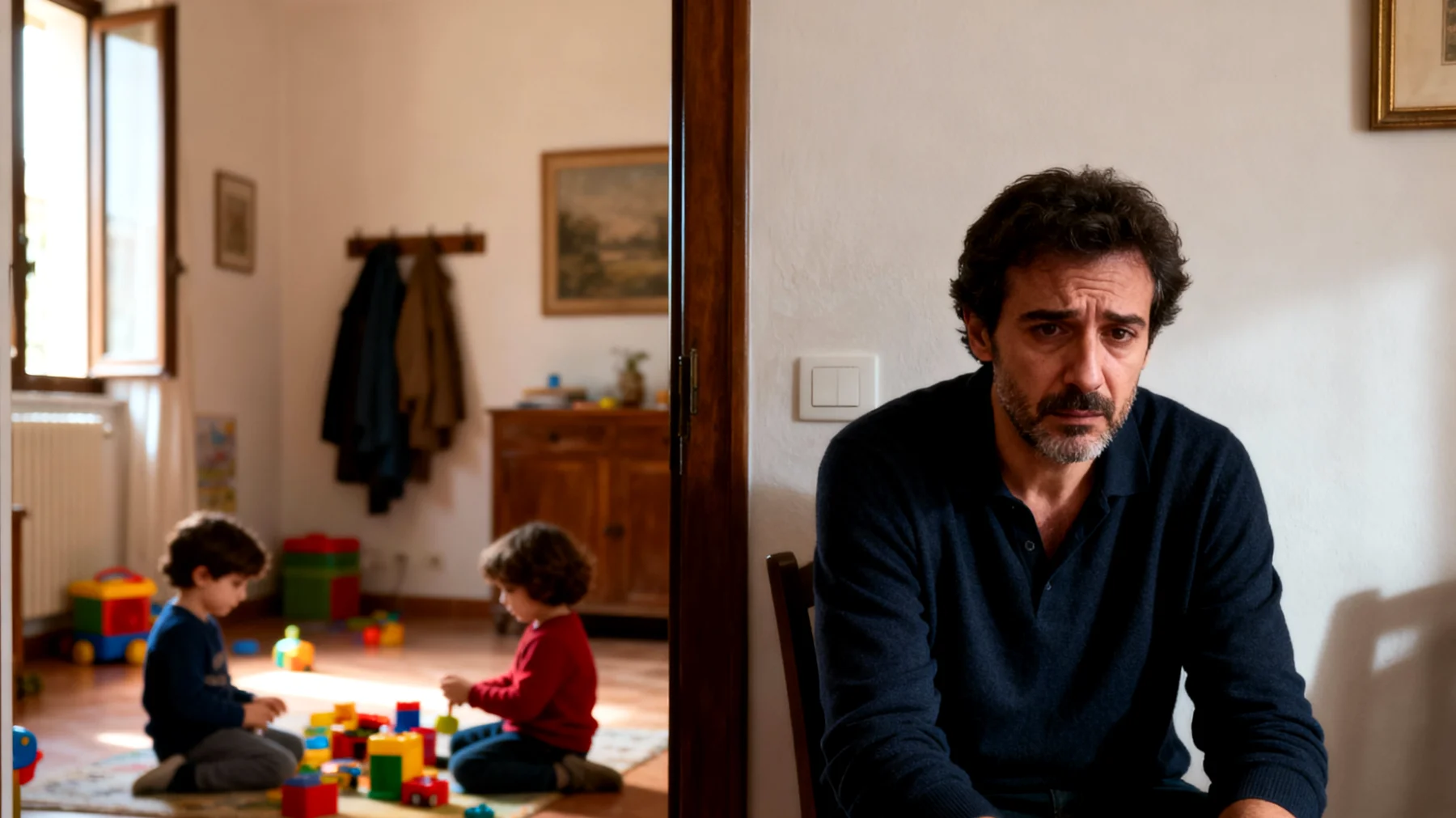 Papà preoccupato perché i suoi bambini piccoli mostrano eccessiva autonomia e distacco emotivo, non cercano il suo contatto affettivo, preferiscono giocare da soli e sembrano indifferenti alla sua presenza"